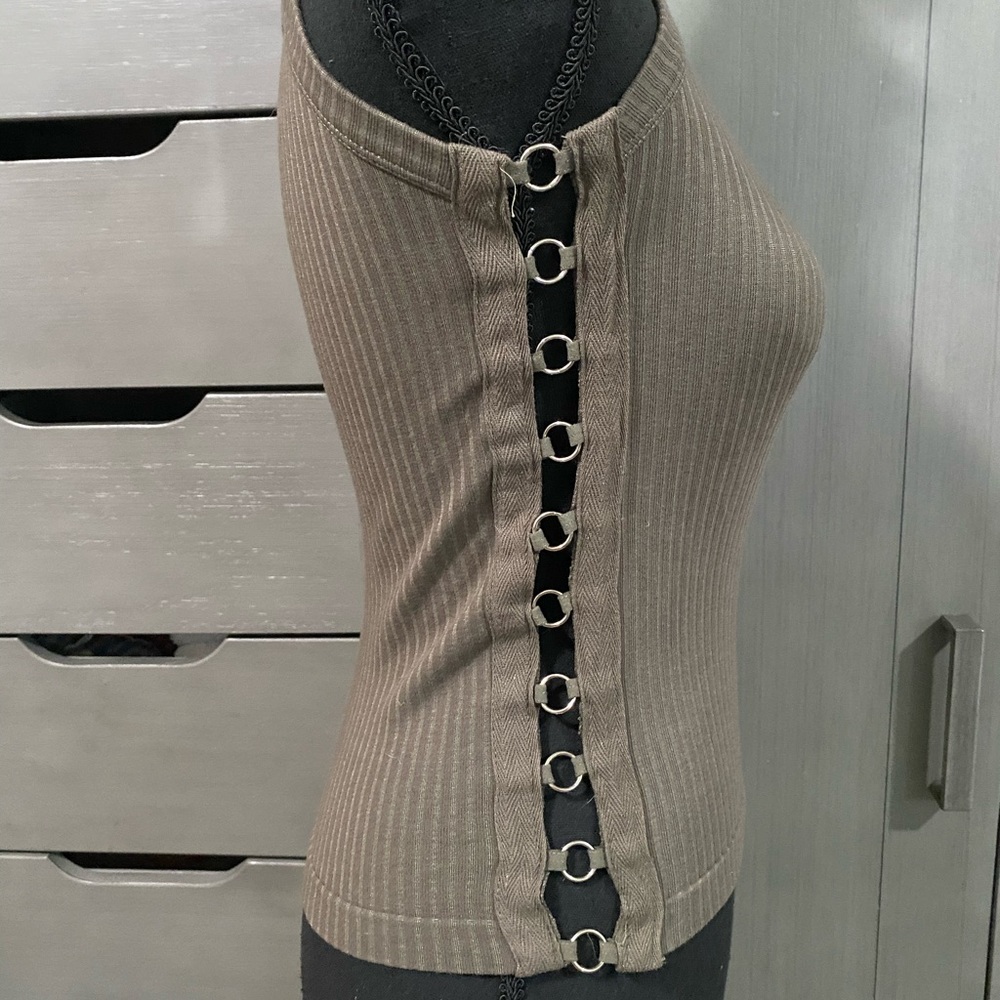 (2) Tank tops w/cutouts/rings